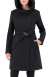 Cole Haan Twill Belted Coat In Black