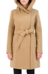 Cole Haan Twill Belted Coat In Brown