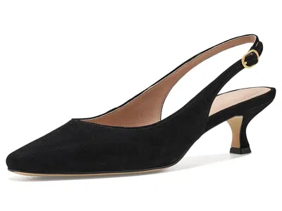 Cole Haan Tyldie Slingback Pumps High Women's Heels Black Suede: 9.5 B - Medium, Leather