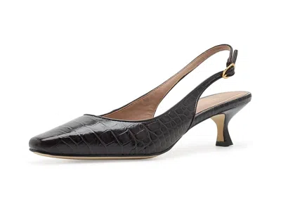 Cole Haan Tyldie Slingback Pumps High Women's Heels Dark Chocoalte Croc Print Leather: 8 B - Medium