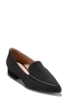 Cole Haan Valentina Pointed Toe Loafer In Black Suede
