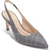 Cole Haan Vandam Slingback Pump In Multi Mini Plaid Textile