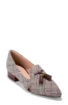Cole Haan Vanya Tassel Flat In Beige Multi Plaid