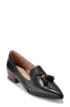 Cole Haan Vanya Tassel Flat In Black Leather