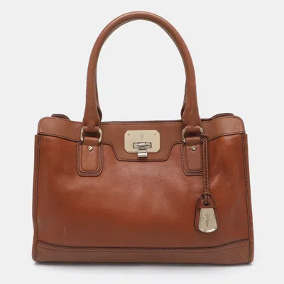 Pre-owned Cole Haan Vintage Novelty Kendra Brown Leather Tote