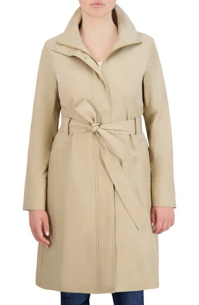 Cole Haan Cotton Rain Trench Coat In Khaki