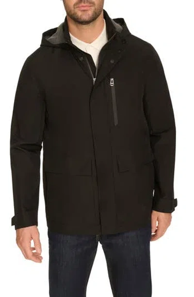Cole Haan Water Resistant Hooded Windbreaker In Black