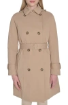 Cole Haan Water Resistant Twill Hooded Trench Coat In Neutral