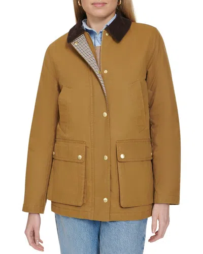 Cole Haan Coated Hunter Jacket In Khaki