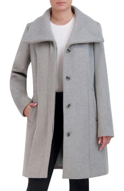 Cole Haan Women's Convertible Collar Wool Blend Coat In Light Grey