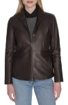 Cole Haan Wing Collar Leather Jacket In Neutral