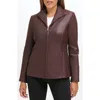 Cole Haan Women's Wing Collar Leather Coat In Chianti