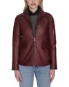 Cole Haan Wing Collar Leather Jacket In Red