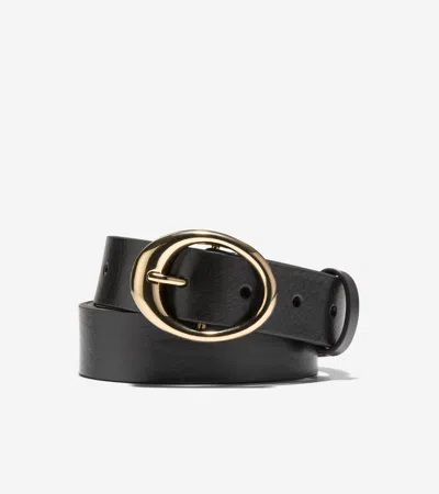 Cole Haan Women's 1.25 Inch Oval Centerbar Belt - Black Size Xs