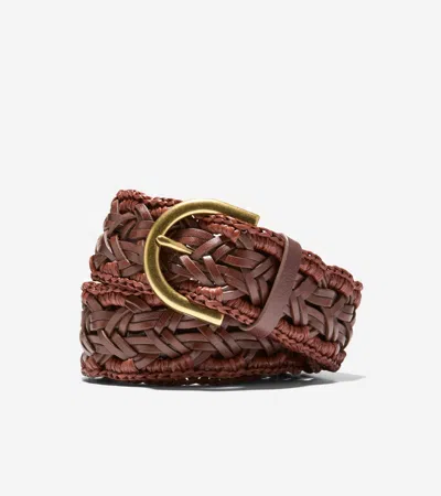 Cole Haan Women's 1.5 Inch Raffia Edge Braid Belt - Beige Size Xl In Pattern