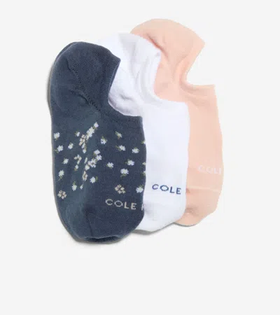 Cole Haan Women's 3 Pack Floral + Solid Sock Liners - Blue