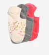 Cole Haan Women's 3 Pack Floral + Solid Sock Liners - White In White
