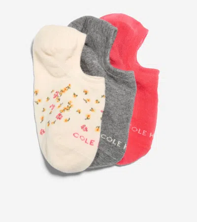 Cole Haan Kids'  Women's 3 Pack Floral + Solid Sock Liners - White