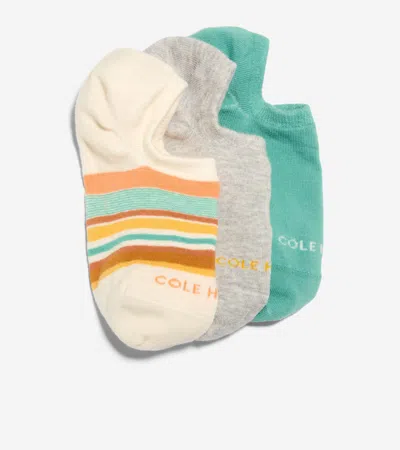 Cole Haan Women's 3 Pack Stripes + Solids Sock Liners - White