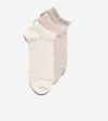 Cole Haan Women's 3-pair Textured Stripe Super Soft Low Cut Socks - Beige In Neutral