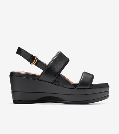 Cole Haan Women's Aislin Wedge Sandals - Black Size 9.5