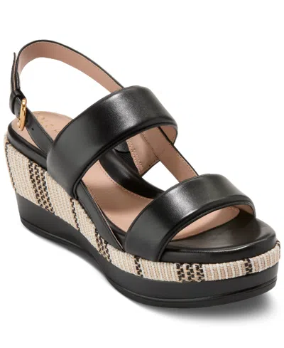 Cole Haan Women's Aislin Wedge Sandals In Black Leather