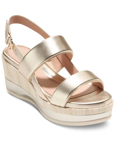 Cole Haan Women's Aislin Wedge Sandals In Soft Gold Leather