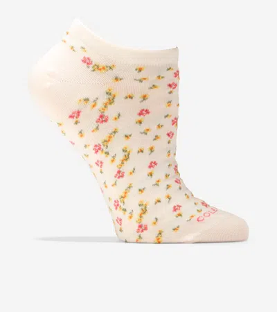 Cole Haan Women's All Over Floral Low Cut Socks - White