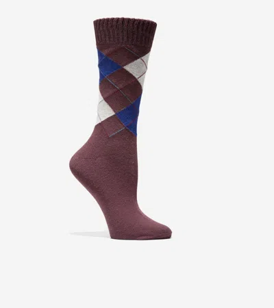 Cole Haan Women's Argyle Casual Crew Socks - Red In Brown