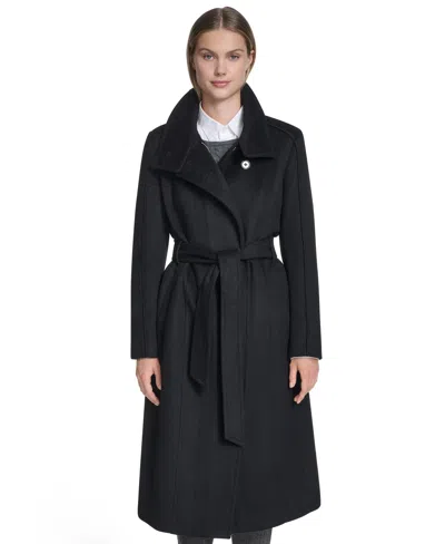 Cole Haan Women's Asymmetric Belted Wool Coat In Black