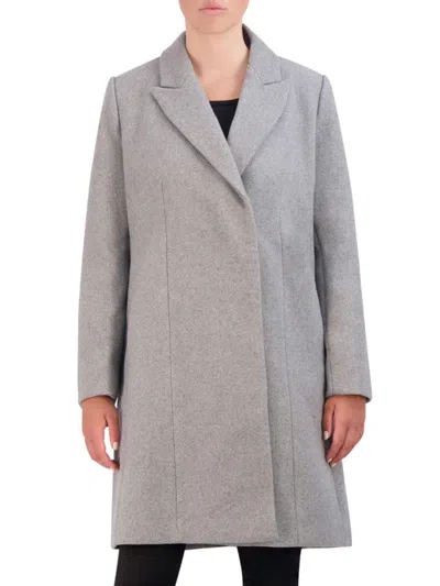 Cole Haan Women's Asymmetric Peak Lapel Coat In Gray