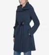Cole Haan Twill Belted Coat In Blue