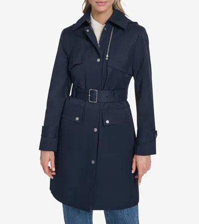 Cole Haan Women's Belted Trench Coat - Blue Size Xs Water-resistant