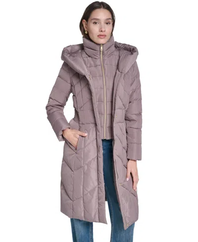 Cole Haan Women's Bibbed Hooded Puffer Coat In Cashew