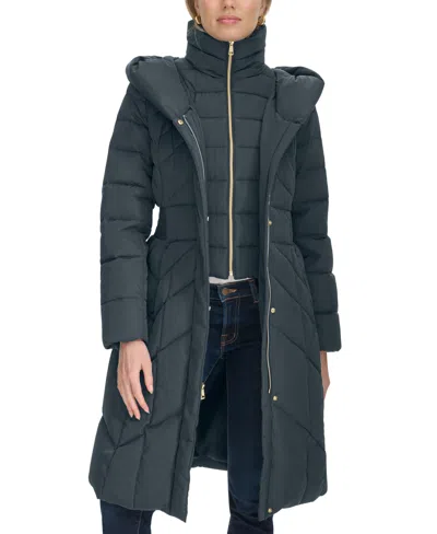 COLE HAAN WOMEN'S BIBBED HOODED PUFFER COAT