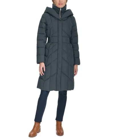 Cole Haan Women's Bibbed Hooded Puffer Coat In Gray
