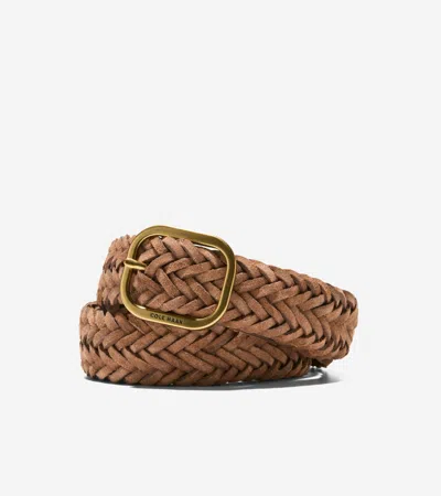 Cole Haan Women's Braided Centerbar Belt - Brown Size Xs