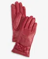 Cole Haan Women's Braided-cuff Leather Gloves In Red