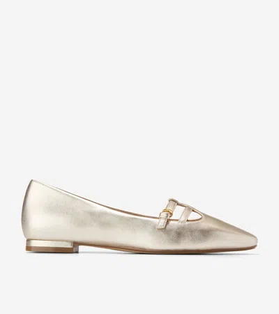 Cole Haan Women's Brigid T Strap Ballet Flats - Gold Size 7
