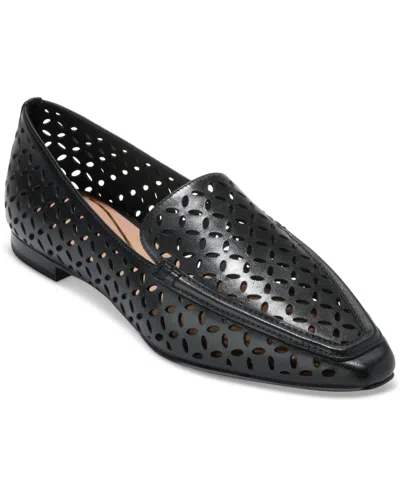 Cole Haan Women's Chantal Loafer Flats In Black Perforated Leather