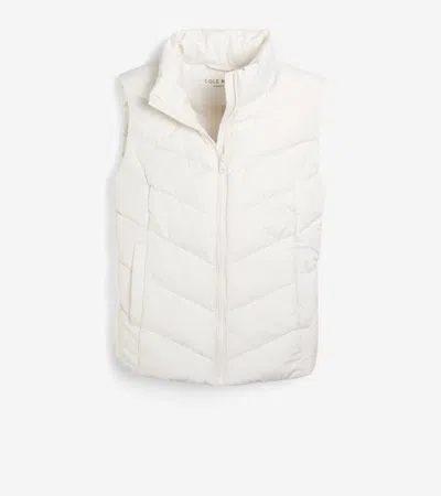 Cole Haan Women's Chevron Polyfill Zip Front Vest - White Size Small In Ivory