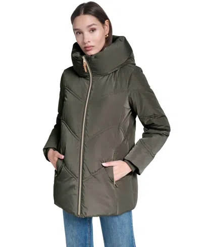 Cole Haan Women's Chevron Quilted Down Puffer Jacket In Forest