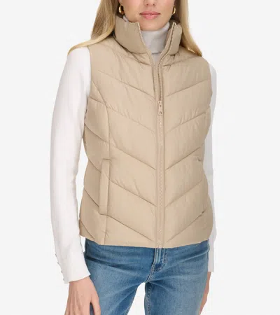 Cole Haan Women's Chevron Zip Front Vest - Beige Size Xl In Neutral