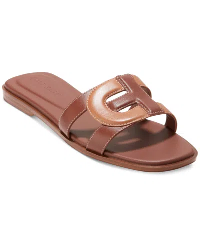 Cole Haan Women's Chrisee Flat Sandals In Dark Cuoio,pecan Leather