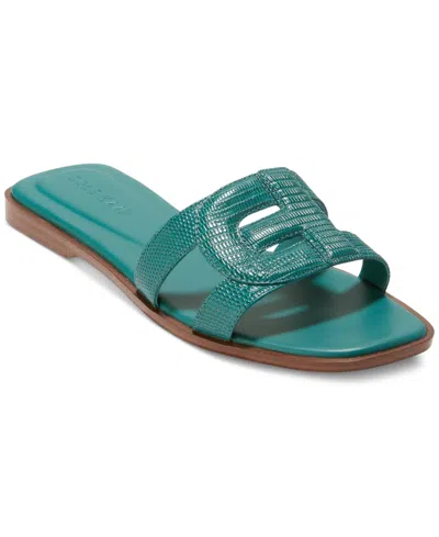 Cole Haan Women's Chrisee Flat Sandals In Green Jacket Lizard Leather