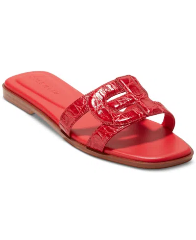 Cole Haan Women's Chrisee Flat Sandals In True Red Croc Leather