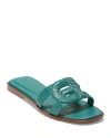 COLE HAAN WOMEN'S CHRISEE SQUARE TOE GREEN SLIDE SANDALS
