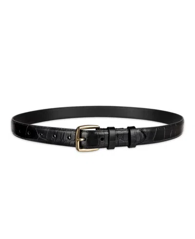 Cole Haan Women's Classic Square Buckle Leather Trouser Belt In Black
