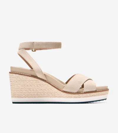 COLE HAAN COLE HAAN WOMEN'S CLOUDFEEL ESPADRILLE WEDGE SANDALS - BEIGE SIZE 9.5