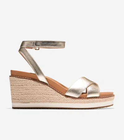 Cole Haan Women's Cloudfeel Espadrille Wedge Sandals Soft Gold Size 8
